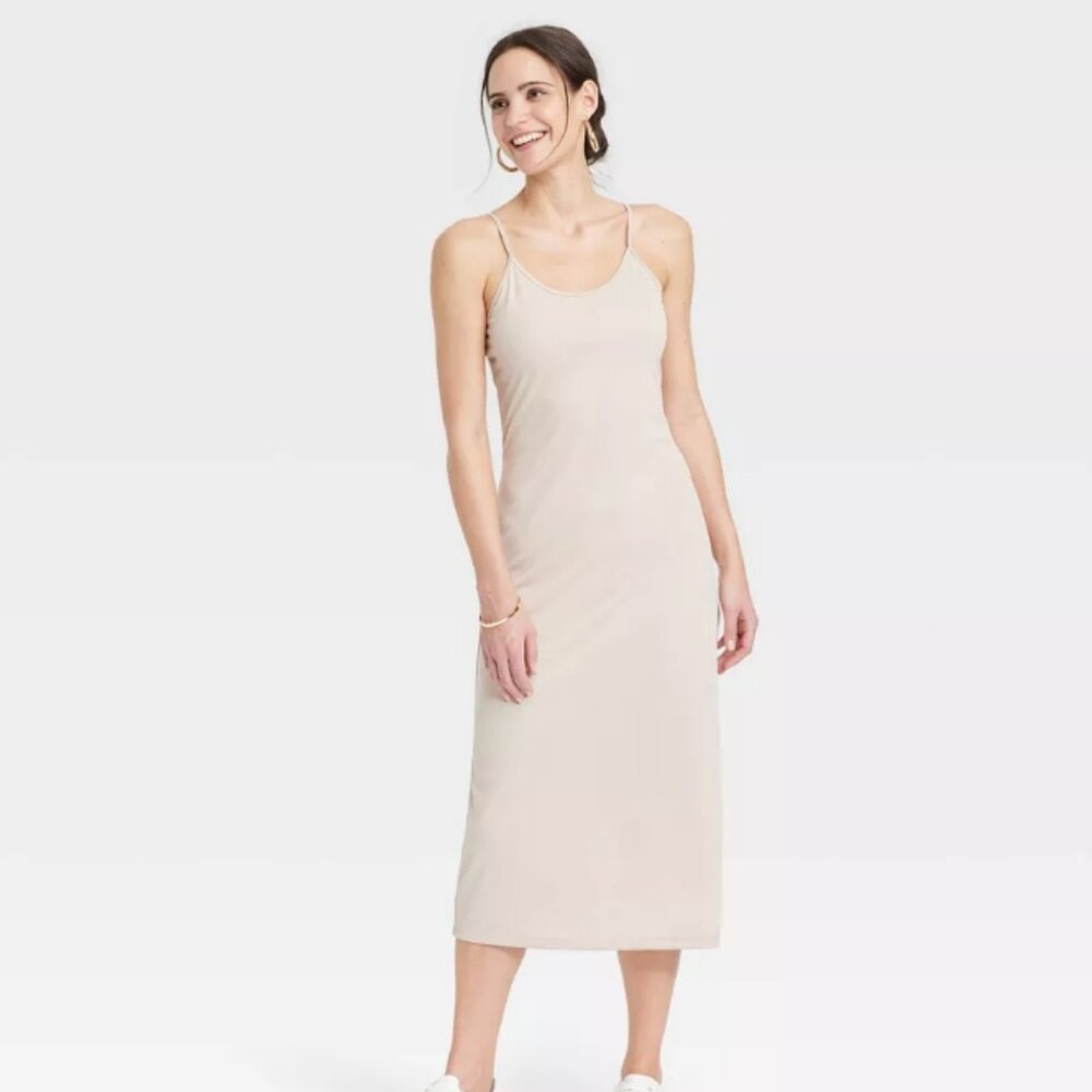 NWOT Rib-Knit Midi Cami Dress - A New Day Cream